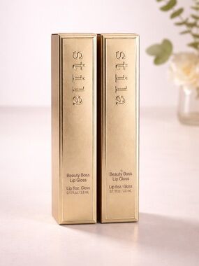 2X Stila - Beauty Boss Lip Gloss -  IN THE BLACK 11 fl oz FULL SIZE - New in Box